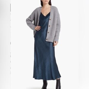 Nordstrom Luxe Blue Satin Slip Dress NWT